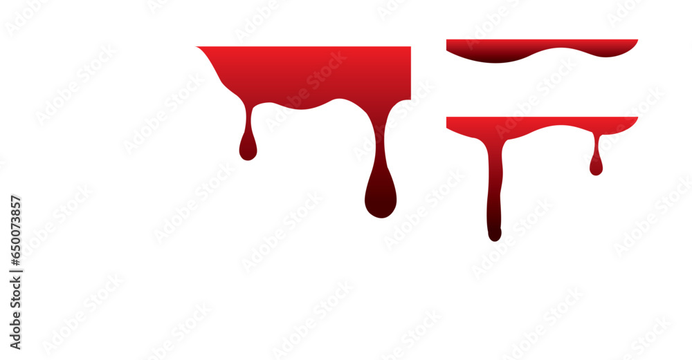 Vector set of drops of blood on an isolated. Drops, spatter of blood