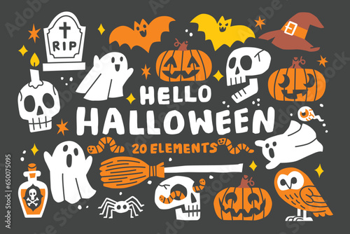 Hello Halloween design element for website, application, printing, document, poster design, etc.