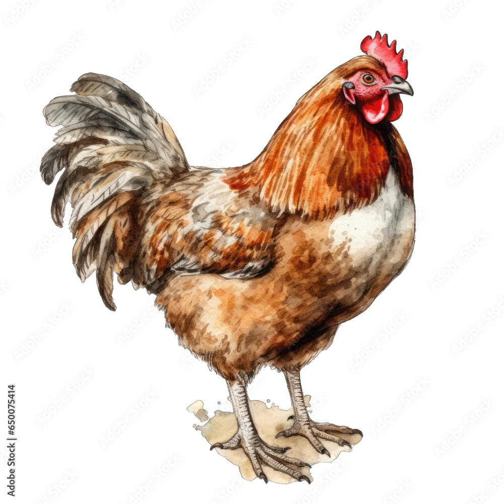 Fototapeta premium Watercolor Chicken: Nature's Palette