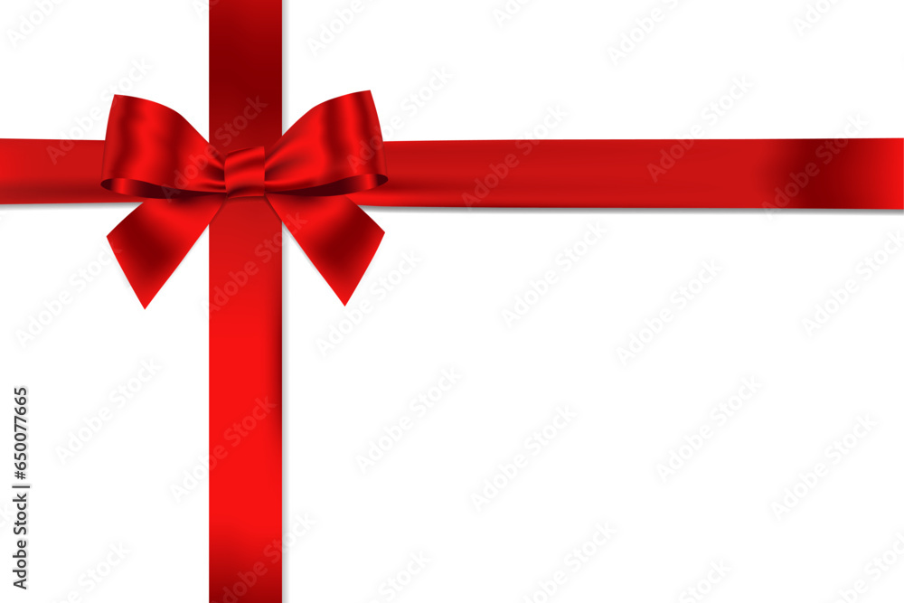 Red bow realistic with horizontal and Vertical cross ribbon place on white background for decorate you wedding card, gift card or website Vector EPS10 with copy space Red bow realistic with horizontal and Vertical cross ribbon place on white background for decorate you wedding card, gift card or website Vector EPS10 with copy space