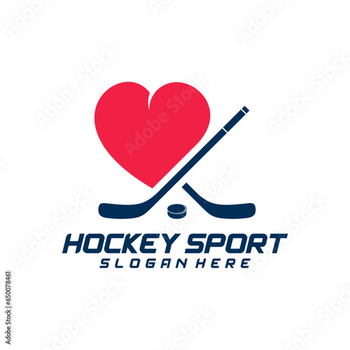Love Hockey sport logo design template. Modern vector illustration. Badge design.