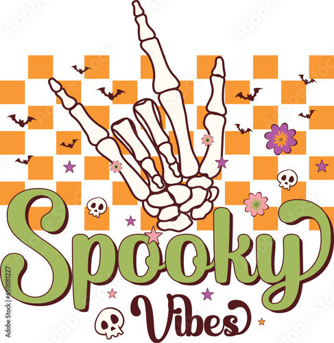 Spooky Vibes Halloween typography T-shirt Design