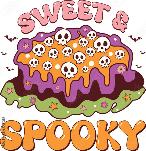 Sweet & Spooky Halloween typography T-shirt Design
