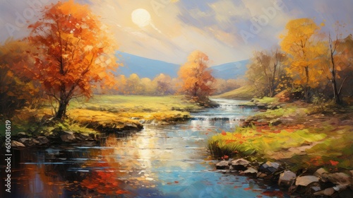 Palette knife painting of a beautiful landscape 