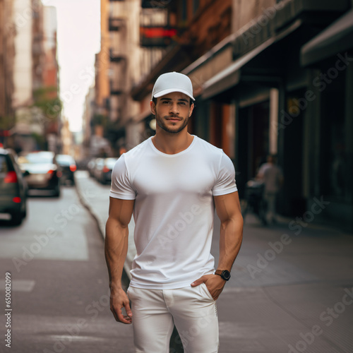 latin man poatrait ofn the city roads photo