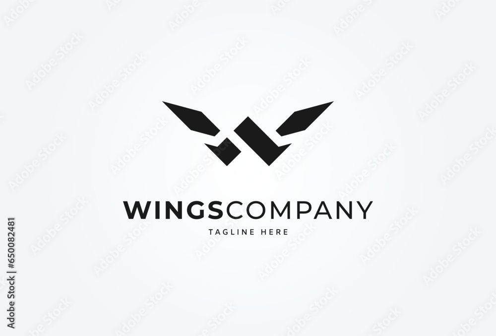 Initial W Wing logo. minimalist letter W with wing combination. Flat Vector Logo Design Template. vector illustration Initial W Wing logo. minimalist letter W with wing combination. Flat Vector Logo Design Template. vector illustration