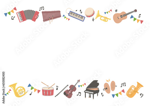楽器のイラストを使った背景素材　フレーム
