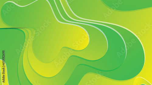 Green and yellow gradient fluid wave abstract background