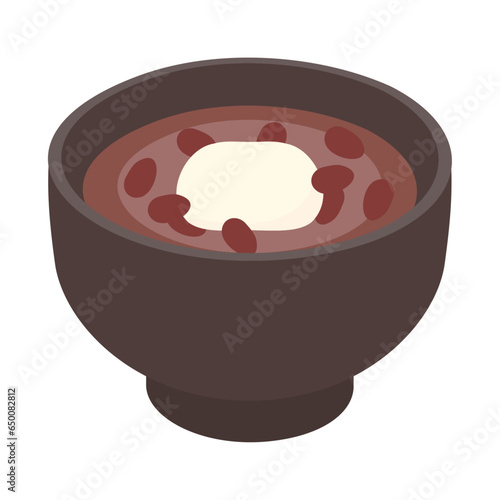 お汁粉。フラットなベクターイラスト。
Shiruko: sweet red-bean soup with mochi. Flat designed vector illustration.