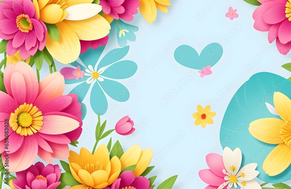 Vibrant Spring Scenery in 3D Animation A Colorful Paper