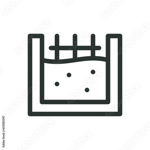 Construction formwork isolated icon, pouring a concrete foundation vector icon with editable stroke