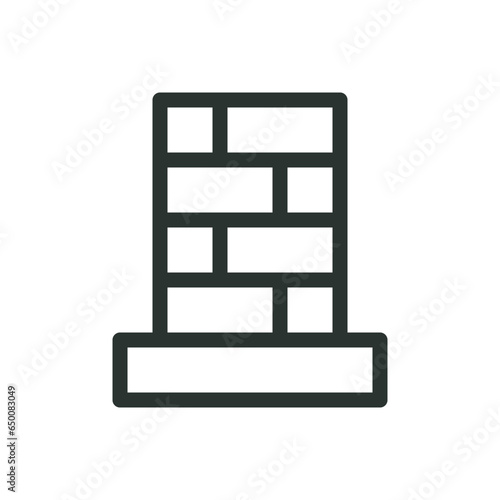 Brick column isolated icon, fence foundation vector icon with editable stroke