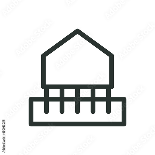 Stilt house isolated icon, crawl space house vector icon with editable stroke