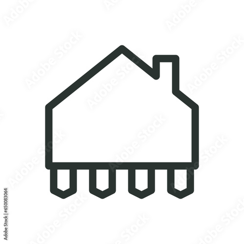 Pile foundation isolated icon, house piling foundation vector icon with editable stroke