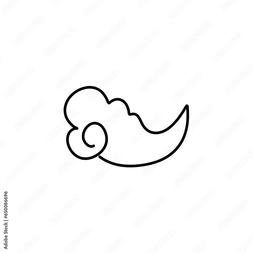 Chinese clouds vector, exotic set of items, headline and colorless poster Chinese clouds vector, exotic set of items, headline and colorless poster