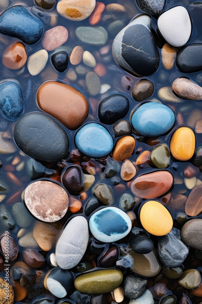 Top view shot of summer beach full of pebbles Top view shot of summer beach full of pebbles