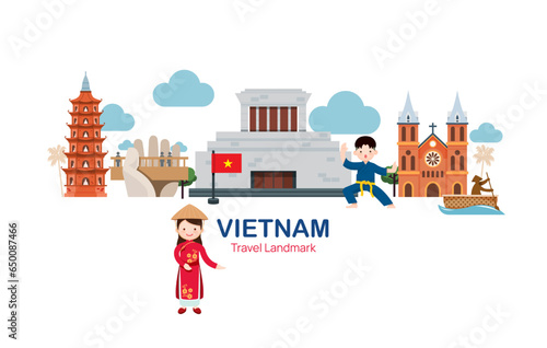 Vietnam Travel Elements Landmark.Vector Illustration