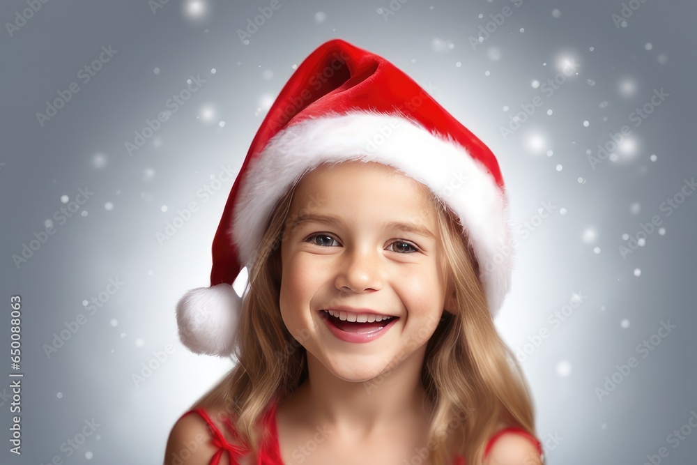 smiling little child in santa hat smiling little child in santa hat