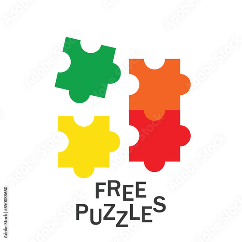 Free colored puzzle. Vector isolated