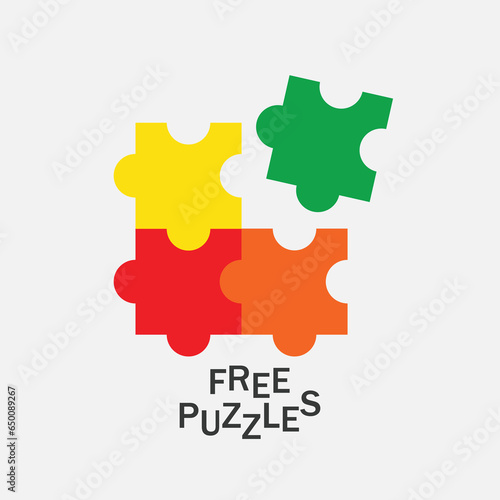 Free colored puzzle. Vector isolated