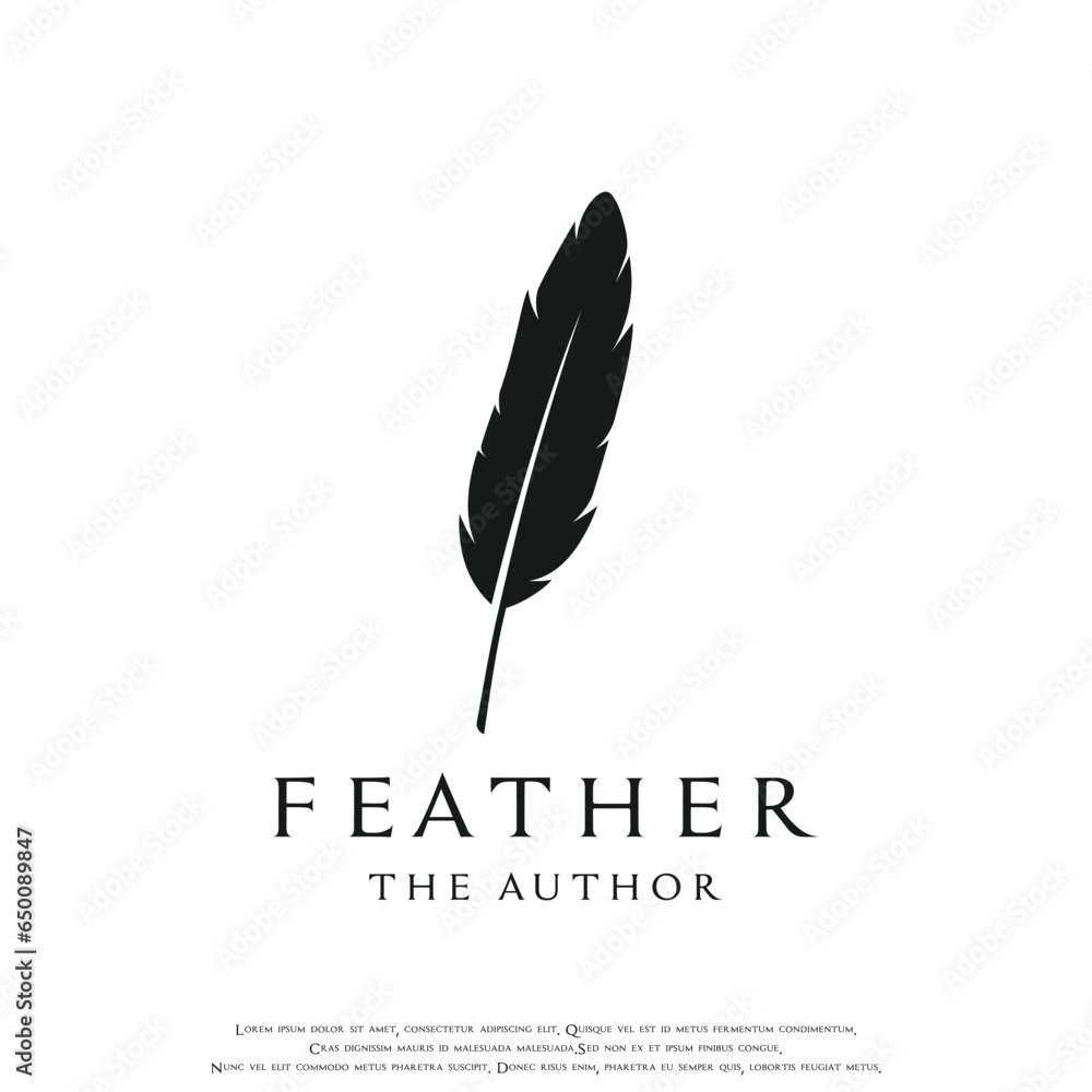 Luxurious author's feather design logo with creative ideas. Inspired by the author, quill feather. Luxurious author's feather design logo with creative ideas. Inspired by the author, quill feather.