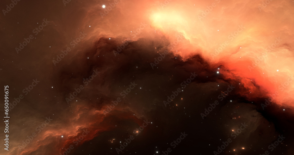 Fantasy space nebula. Giant interstellar cloud with stars