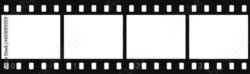 Sezione di bobina cinematografica o pellicola fotografica in bianco e nero, in stile vintage photo