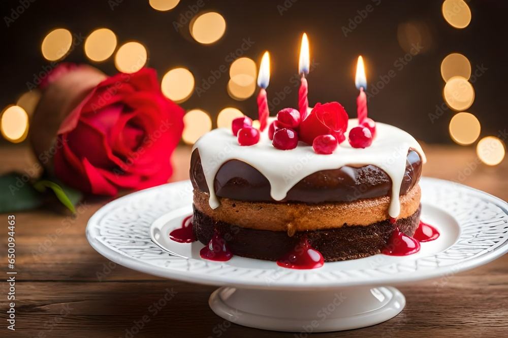 chocolate cake with red candle chocolate cake with red candle