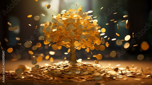 A money tree made of golden coins
