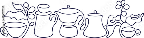 Coffee making abstract line vector symbol. Graphic for coffee shop. Simple outline logo for cafe
