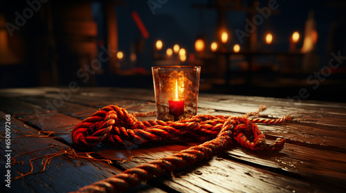 Rope on the wooden table. © andranik123