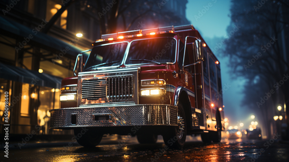Fototapeta premium Emergency ambulance at night.