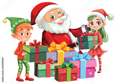 Santa Delivering Christmas Gifts with Joy © GraphicsRF