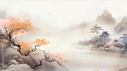Capturing Autumn: Chinese Style Ink Painting Depicting the Beauty of the Season