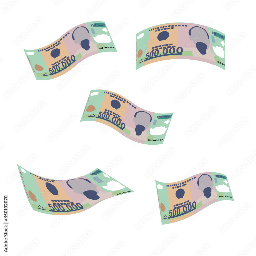 Vietnam Dong Vector Illustration. Vietnamese money set bundle banknotes ...