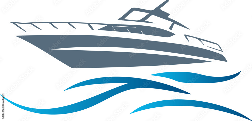 Vector flat symbol design showcasing a sleek and opulent modern speed yacht
