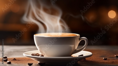 Coffee Bliss  Tempting Image of a Steaming Cup of Freshly Brewed Coffee