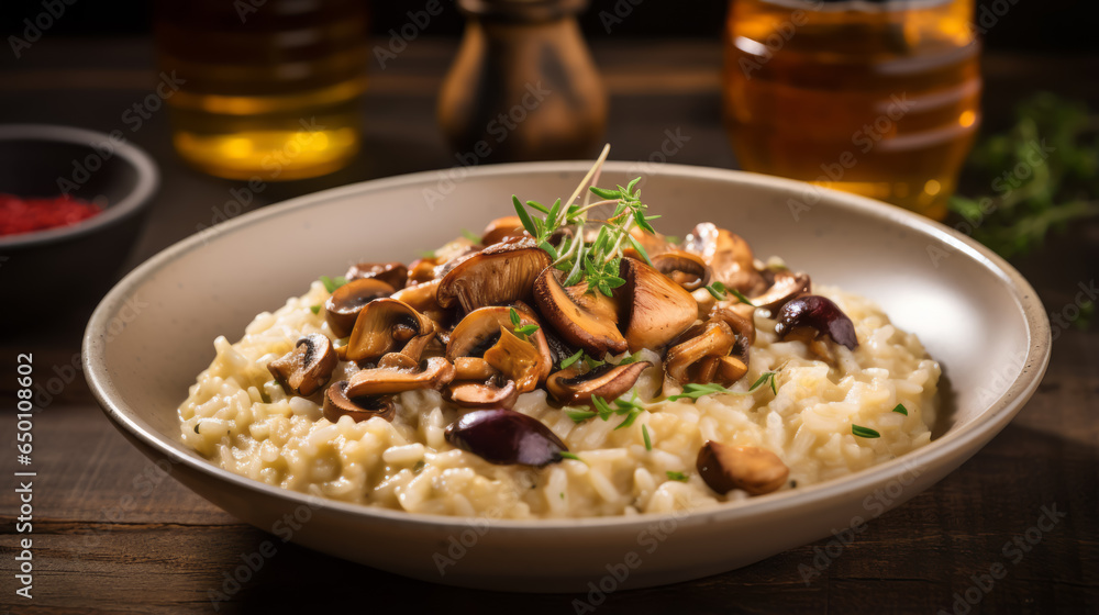 Italian Comfort Food: Irresistible Bowl of Risotto with Creamy Arborio Rice and Savory Ingredients Italian Comfort Food: Irresistible Bowl of Risotto with Creamy Arborio Rice and Savory Ingredients
