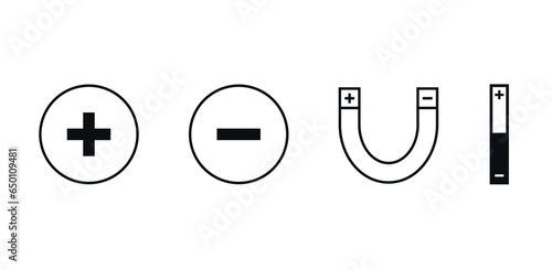 magnet icon set, vectoral drawing, electric and magnetic field