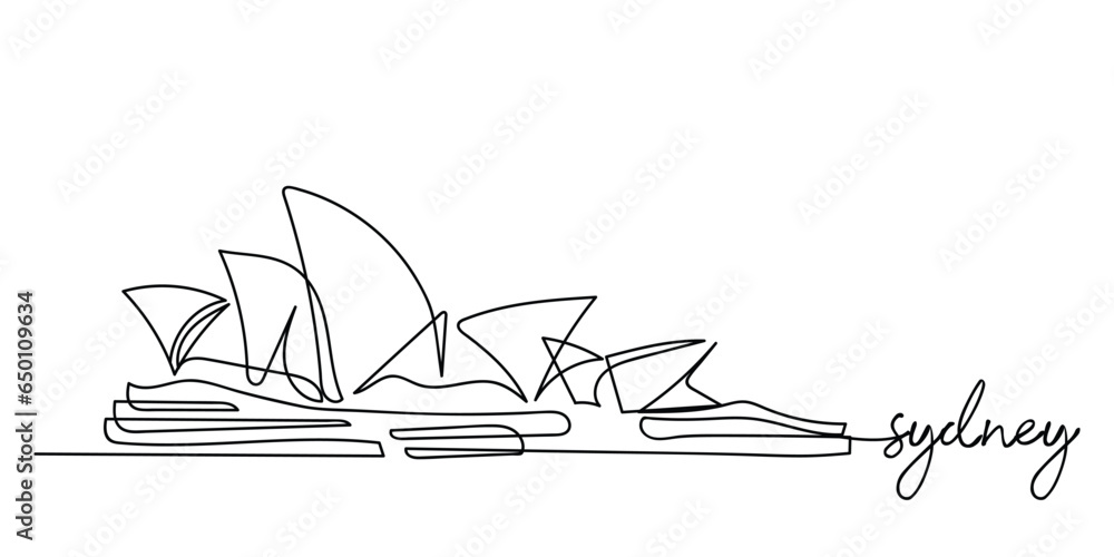 Fototapeta premium Sydney, Australia - vector illustration line art of skyline of sydney with Opera that is a famous landmark of australia.