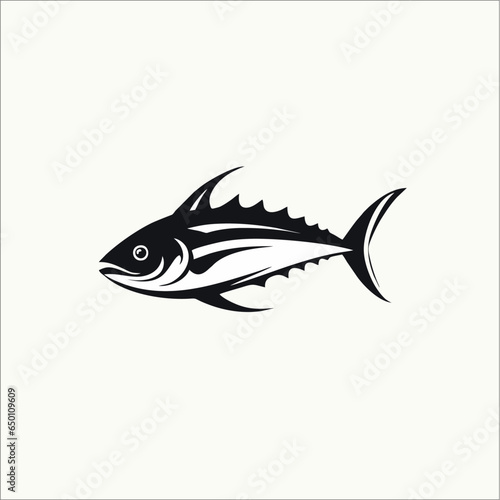 Tuna fish logo line art illustration design, on a white background