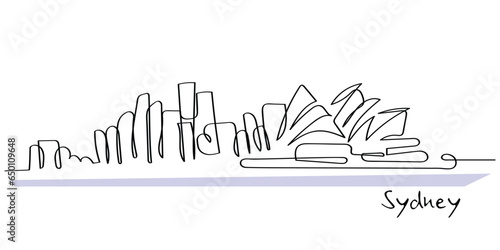 Sydney, Australia - vector illustration line art of skyline of sydney with Opera that is a famous landmark of australia.