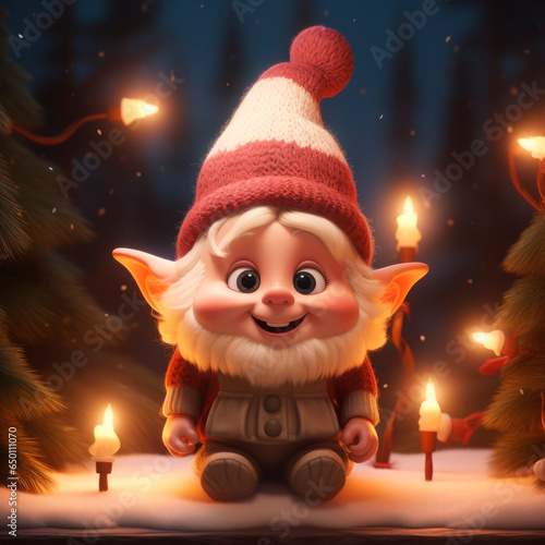 Cute Christmas elf waiting for the holiday