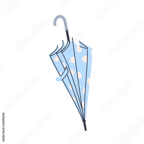 Folded closed straight walking umbrella with long J-stick handle. Rainy weath...