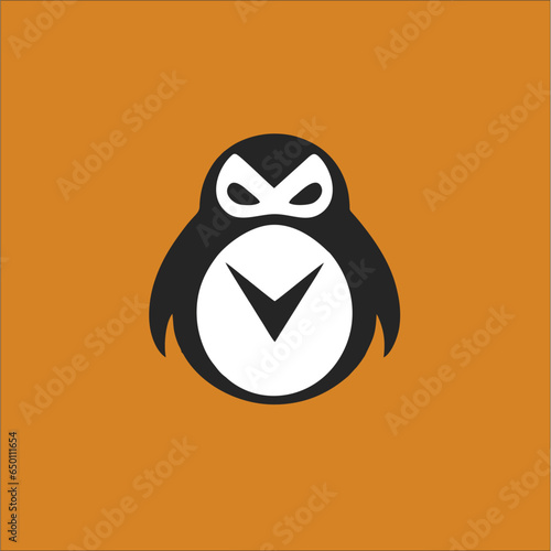 Cute penguin logo line art illustration design, on a white background