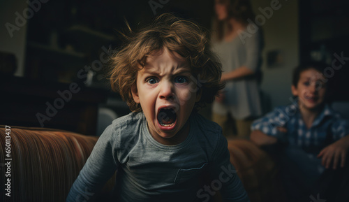 child screaming in parent's helplessness, parenting concept