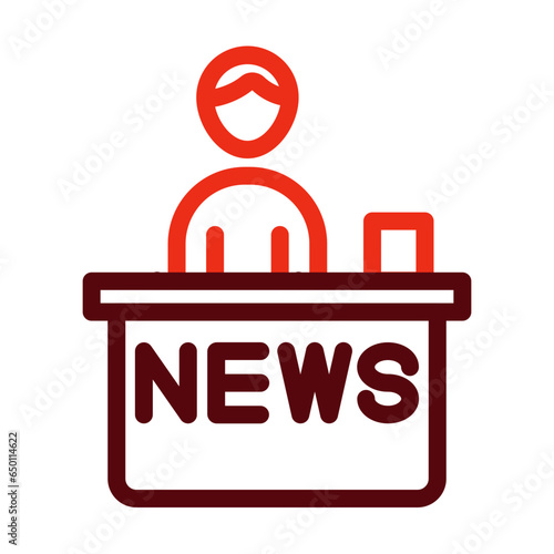 News Anchor Thick Line Two Colors Icon Design
