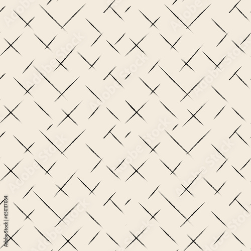 Brush Stock Vector seamless diamond pattern, Vector seamless pattern with careless strokes. Abstract background made using of brush smears. Monochrome hand drawn texture