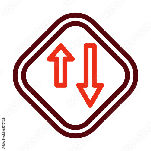 Priority Oncomming Thick Line Two Colors Icon Design