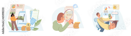 People analysis budget. Calculate financial plan of save income and expense management. Budget planning, balanced budget, company budget management. Financial high return on investment, fund raising